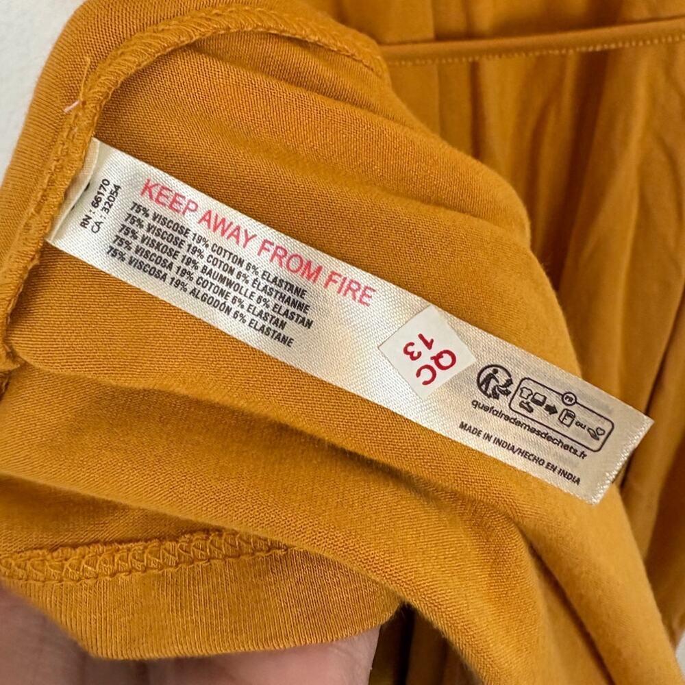 Anthropologie Tie Waist Jersey Wrap Maxi Dress in Mustard Small - Picture 6 of 6